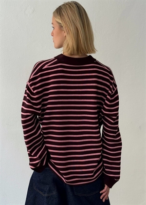 Adanne stripe polo bluse Bordeaux/PInk Boii Studios